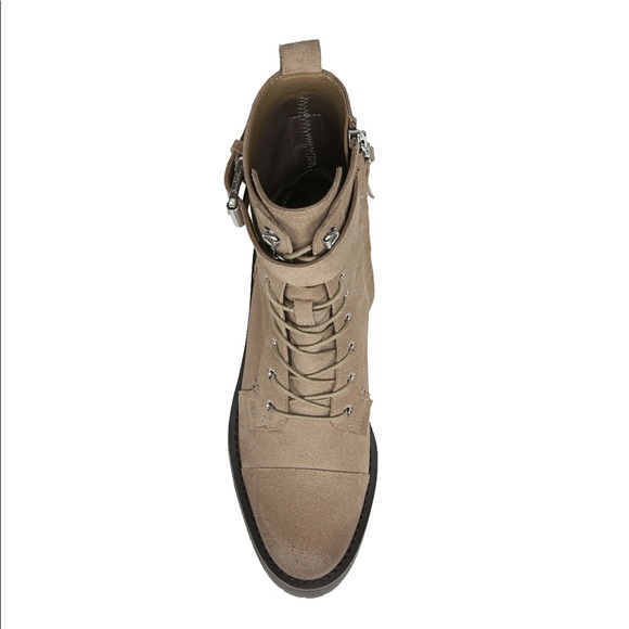 Sam Edelman Suede Combat Boot Safari Tan NWT 7.5 Lug Sole Moto Platform - Picture 6 of 10
